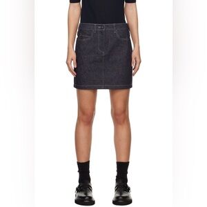 NWT MAX MARA Blue Giubba Denim Miniskirt with Logo Patch